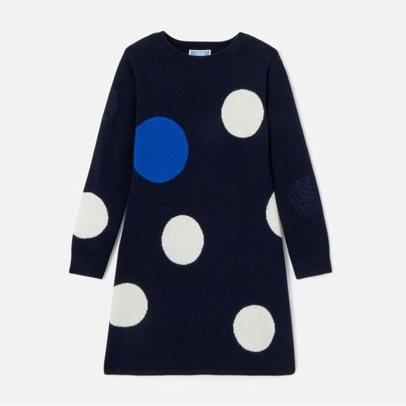 Jacadi Navy and White Polka Dot Dress - Picture 1 of 3